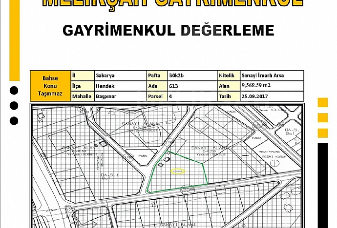 SAKARYA HENDEK MÜTHİŞ KONUMDA SANAYİ İMARLI ARSA